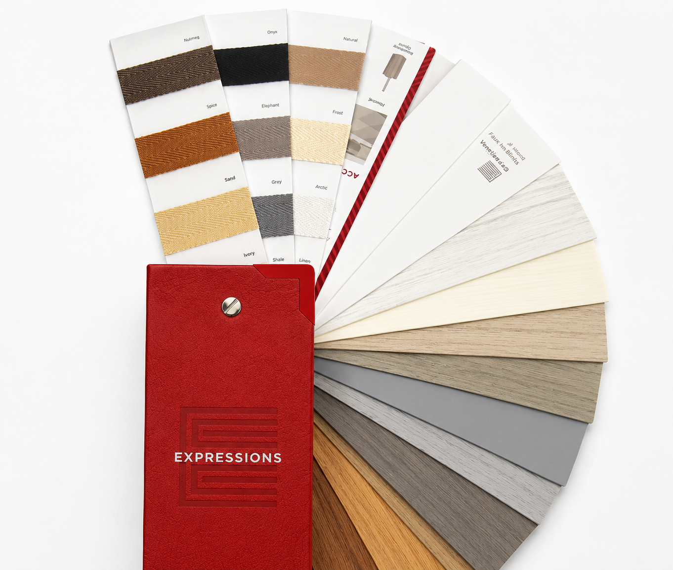 Fabric and blind sample books used for in-home consultations
