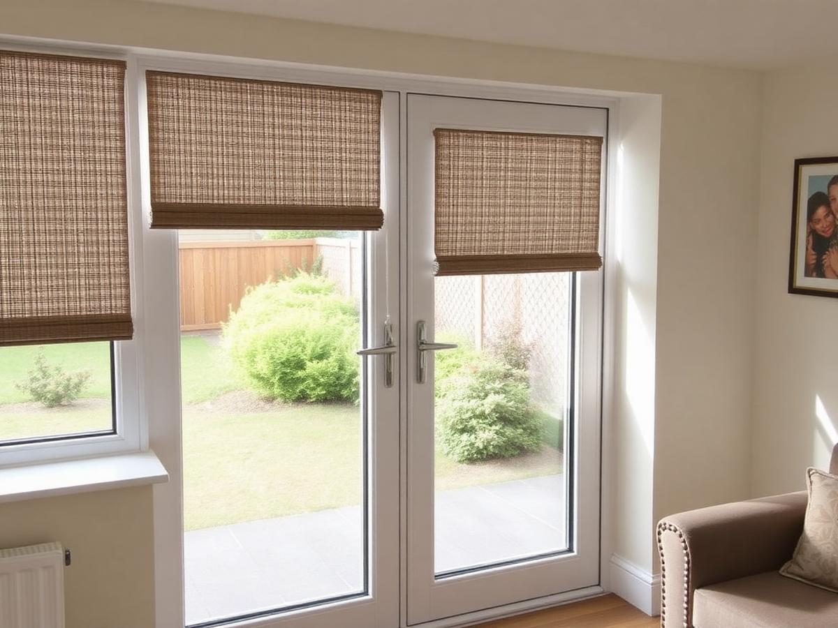 Perfect fit blinds clipped into uPVC doors in a conservatory